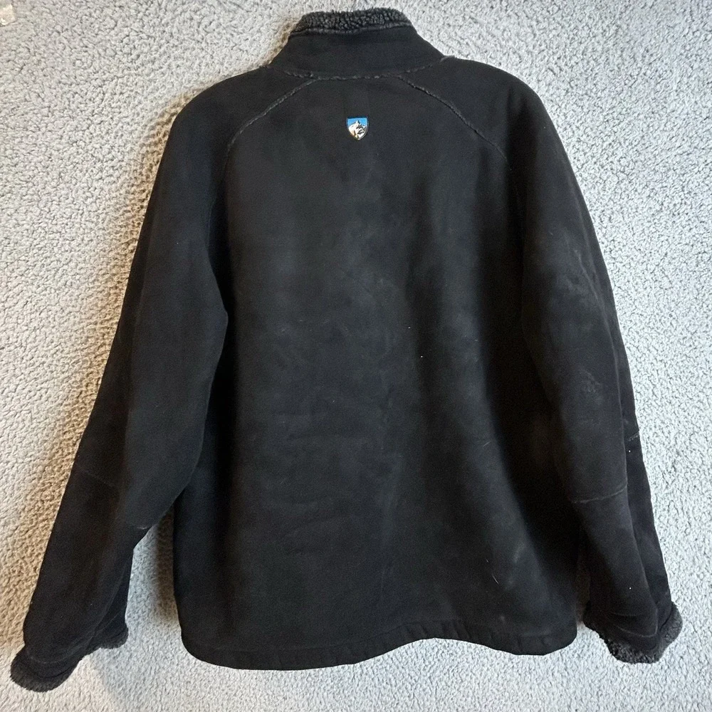 Kuhl Suede Jacket Mens Size Large Sherpa Micro Shearling Full Zip Black